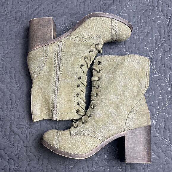 Rock & Candy Military Style Kiss Bliss Lace Up Boots Olive SZ US 10 NEW Gorpcore - Picture 7 of 11